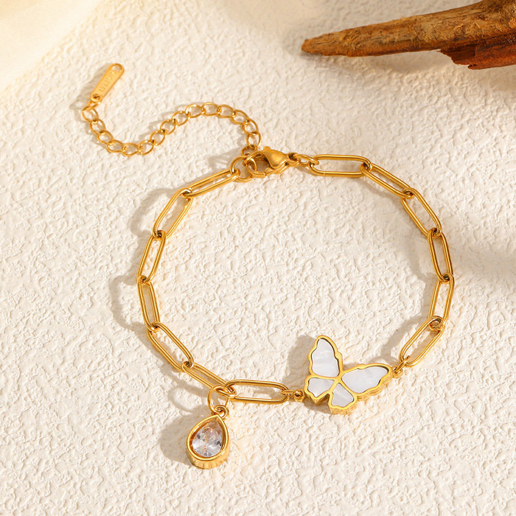 Shell Butterfly Zircon Bracelet